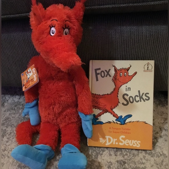 Kohls Cares Dr Seuss Fox in Socks Plush Red Fox Stuffed Animal and book - Picture 1 of 7